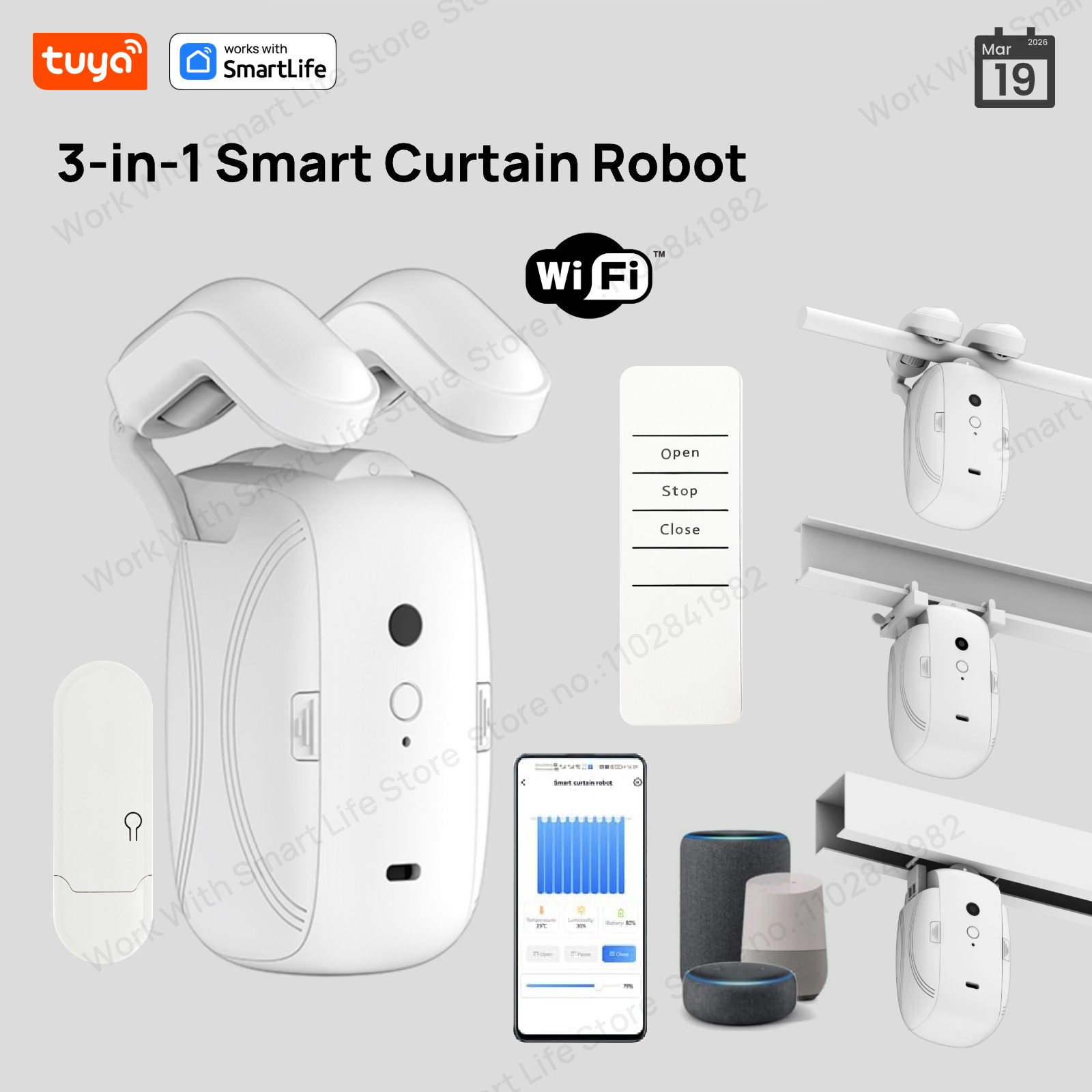 Smart Home Control Panel - 1/2PCS Tuya Smart WiFi Curtain Robot