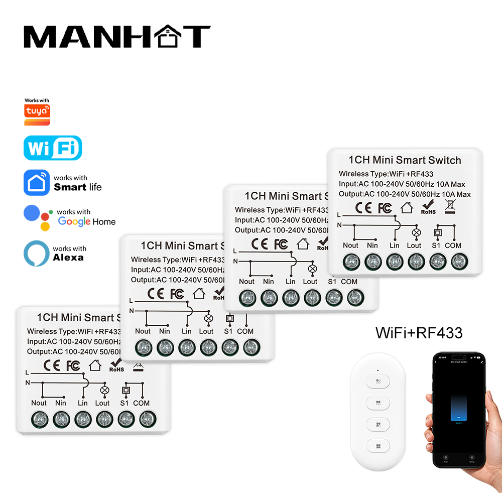 Smart Home Yale - 10A Mini WIFI Smart Switch RF433Mhz